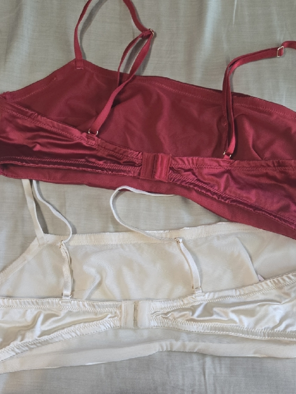 Satin Bralette Duo in Cream and Deep Red - Picture 2 of 6